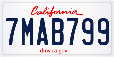 CA license plate 7MAB799