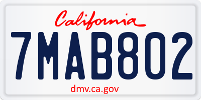 CA license plate 7MAB802