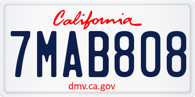 CA license plate 7MAB808