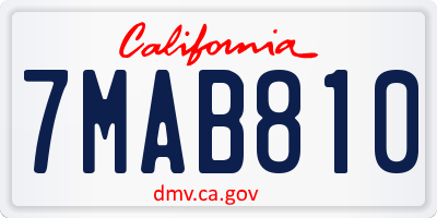 CA license plate 7MAB810