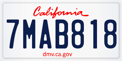 CA license plate 7MAB818