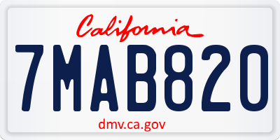 CA license plate 7MAB820