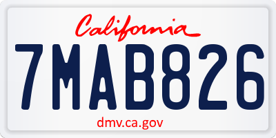 CA license plate 7MAB826