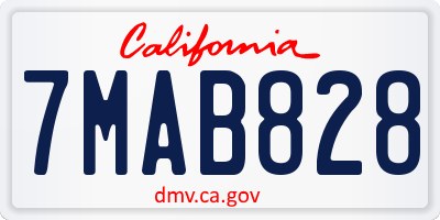 CA license plate 7MAB828
