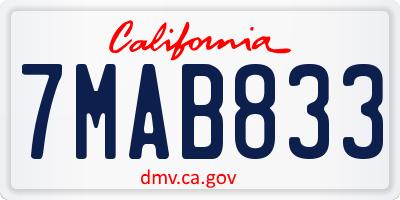CA license plate 7MAB833