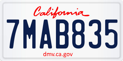 CA license plate 7MAB835