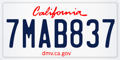 CA license plate 7MAB837