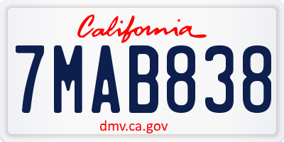 CA license plate 7MAB838