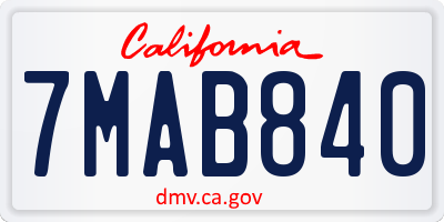 CA license plate 7MAB840