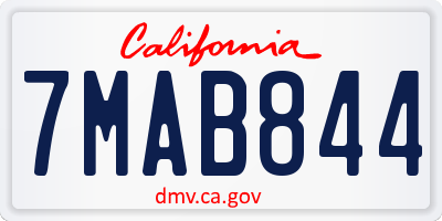 CA license plate 7MAB844