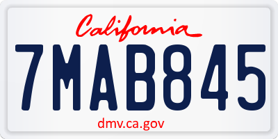 CA license plate 7MAB845