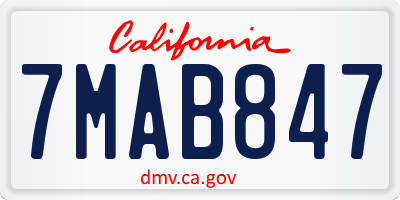 CA license plate 7MAB847