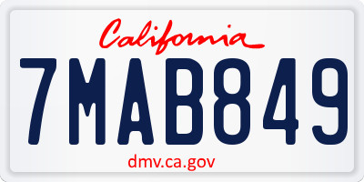 CA license plate 7MAB849