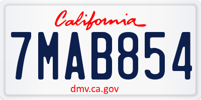 CA license plate 7MAB854