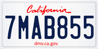 CA license plate 7MAB855
