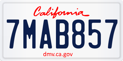 CA license plate 7MAB857