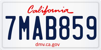 CA license plate 7MAB859
