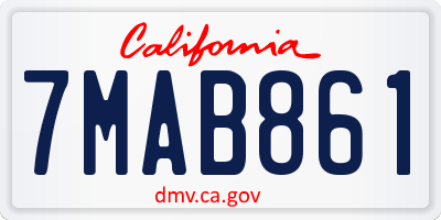 CA license plate 7MAB861