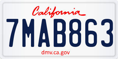 CA license plate 7MAB863