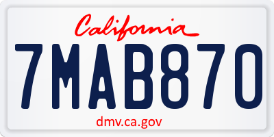 CA license plate 7MAB870