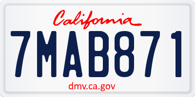 CA license plate 7MAB871