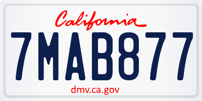 CA license plate 7MAB877
