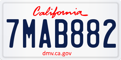 CA license plate 7MAB882