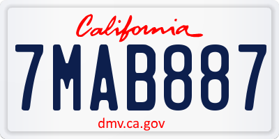 CA license plate 7MAB887