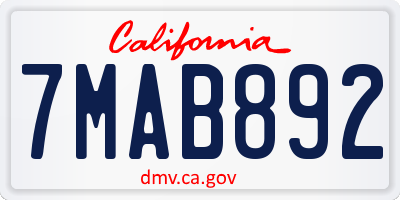 CA license plate 7MAB892