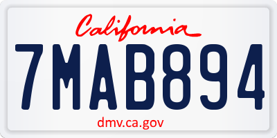 CA license plate 7MAB894