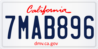 CA license plate 7MAB896