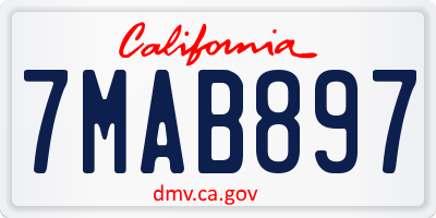 CA license plate 7MAB897