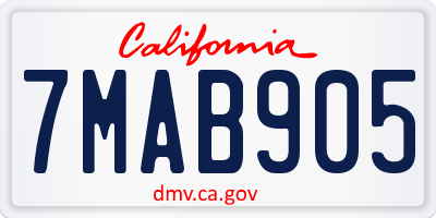 CA license plate 7MAB905