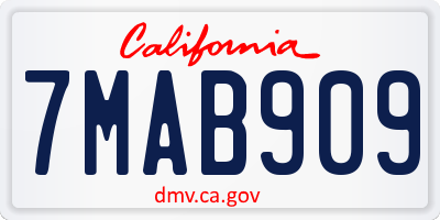 CA license plate 7MAB909