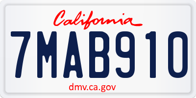 CA license plate 7MAB910