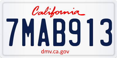 CA license plate 7MAB913