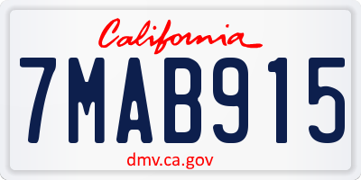 CA license plate 7MAB915
