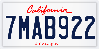 CA license plate 7MAB922