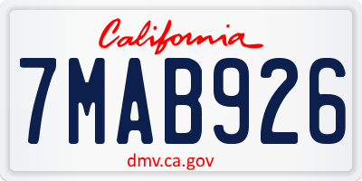 CA license plate 7MAB926