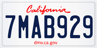 CA license plate 7MAB929