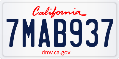 CA license plate 7MAB937