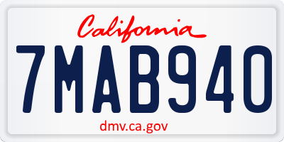 CA license plate 7MAB940
