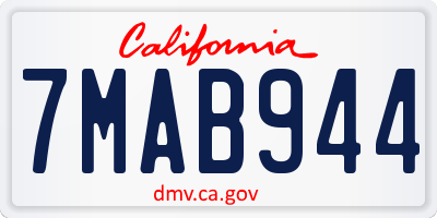 CA license plate 7MAB944