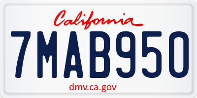 CA license plate 7MAB950