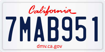 CA license plate 7MAB951