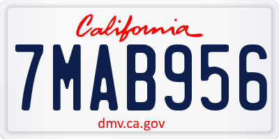 CA license plate 7MAB956