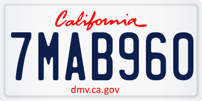 CA license plate 7MAB960