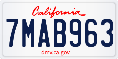 CA license plate 7MAB963
