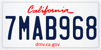 CA license plate 7MAB968