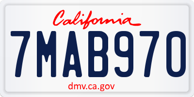 CA license plate 7MAB970